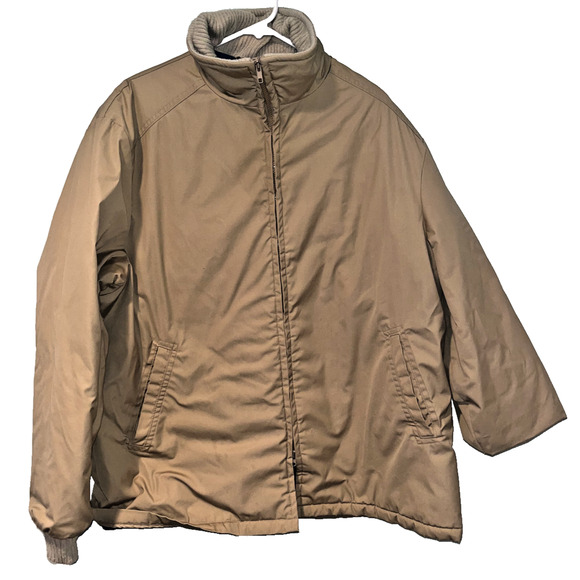 Woolrich Vintage Chore Jacket 2XL Tan Blue Nylon Lining Knit USA Made - Picture 3 of 7